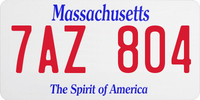 MA license plate 7AZ804