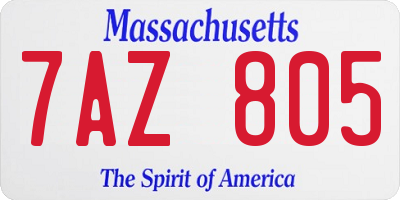 MA license plate 7AZ805