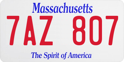MA license plate 7AZ807