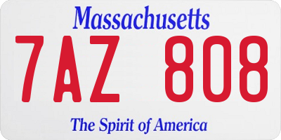MA license plate 7AZ808