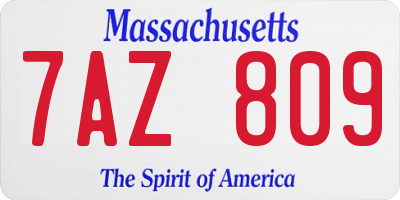 MA license plate 7AZ809