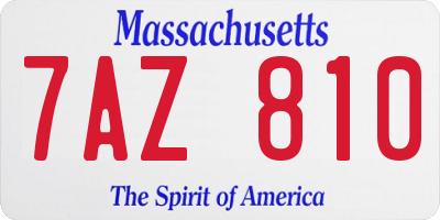 MA license plate 7AZ810