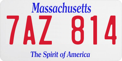 MA license plate 7AZ814