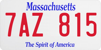 MA license plate 7AZ815