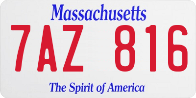 MA license plate 7AZ816