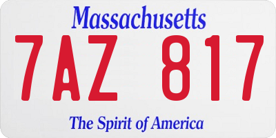 MA license plate 7AZ817