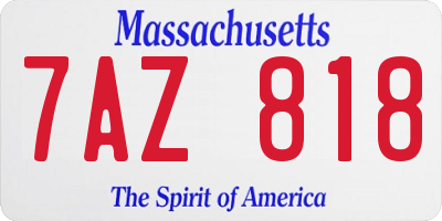 MA license plate 7AZ818