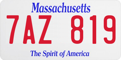 MA license plate 7AZ819