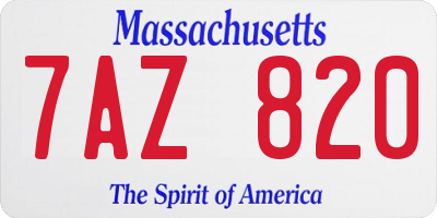 MA license plate 7AZ820