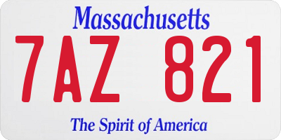 MA license plate 7AZ821