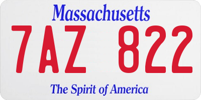 MA license plate 7AZ822