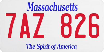 MA license plate 7AZ826