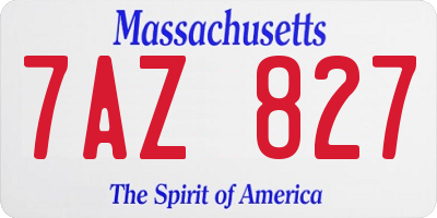 MA license plate 7AZ827