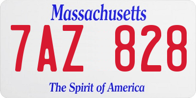 MA license plate 7AZ828