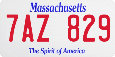 MA license plate 7AZ829