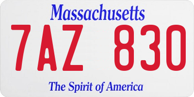 MA license plate 7AZ830