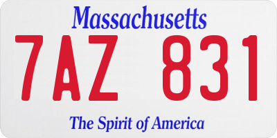 MA license plate 7AZ831