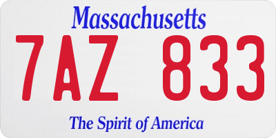 MA license plate 7AZ833