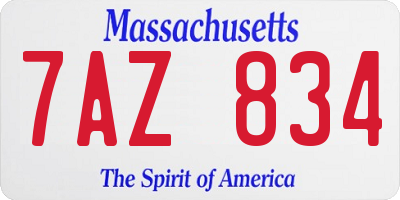 MA license plate 7AZ834