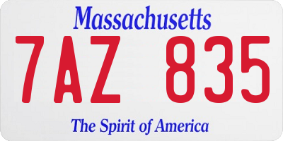 MA license plate 7AZ835