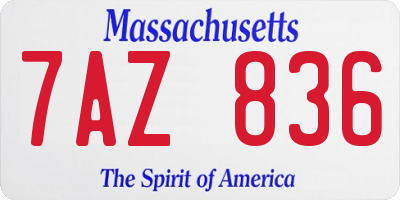 MA license plate 7AZ836