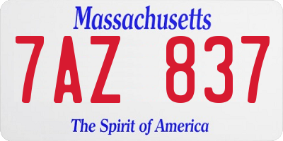 MA license plate 7AZ837