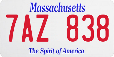 MA license plate 7AZ838
