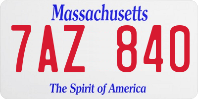 MA license plate 7AZ840