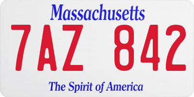MA license plate 7AZ842