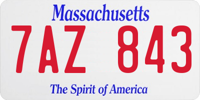 MA license plate 7AZ843