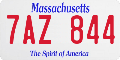 MA license plate 7AZ844