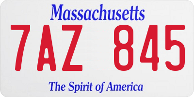 MA license plate 7AZ845