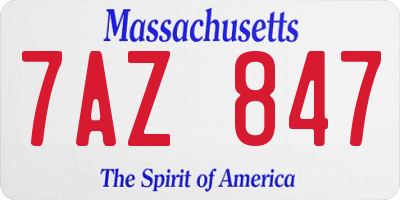 MA license plate 7AZ847