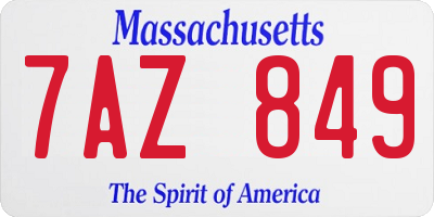 MA license plate 7AZ849