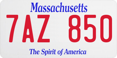 MA license plate 7AZ850