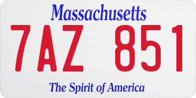 MA license plate 7AZ851
