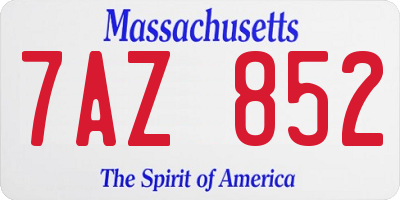 MA license plate 7AZ852