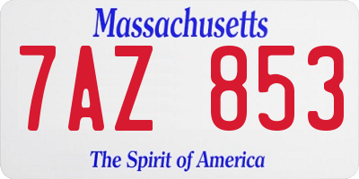 MA license plate 7AZ853