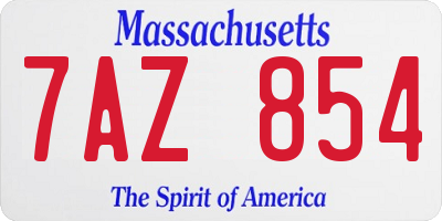 MA license plate 7AZ854