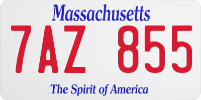MA license plate 7AZ855