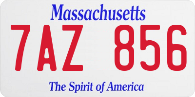 MA license plate 7AZ856