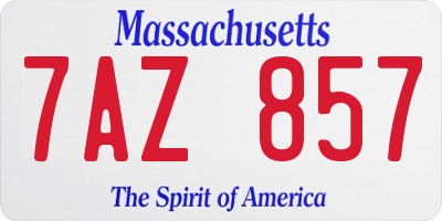 MA license plate 7AZ857
