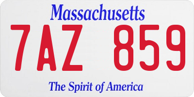 MA license plate 7AZ859
