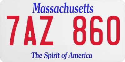 MA license plate 7AZ860