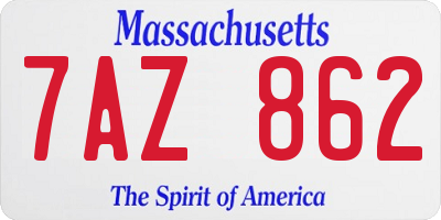 MA license plate 7AZ862