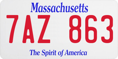 MA license plate 7AZ863