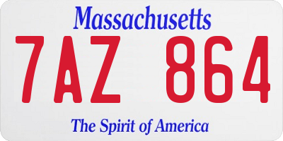 MA license plate 7AZ864