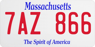 MA license plate 7AZ866