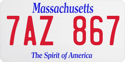 MA license plate 7AZ867