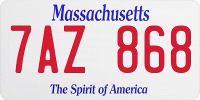 MA license plate 7AZ868